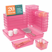 JD FRESH Polypropylene Set of 25 Drawer Organiser/Unbreakable Drawer Organizers/Dressing Table Organizer/Multi-Purpose Storage Boxes/Drawer Divider Tray for Kitchen/Bedroom/Office - (Black)