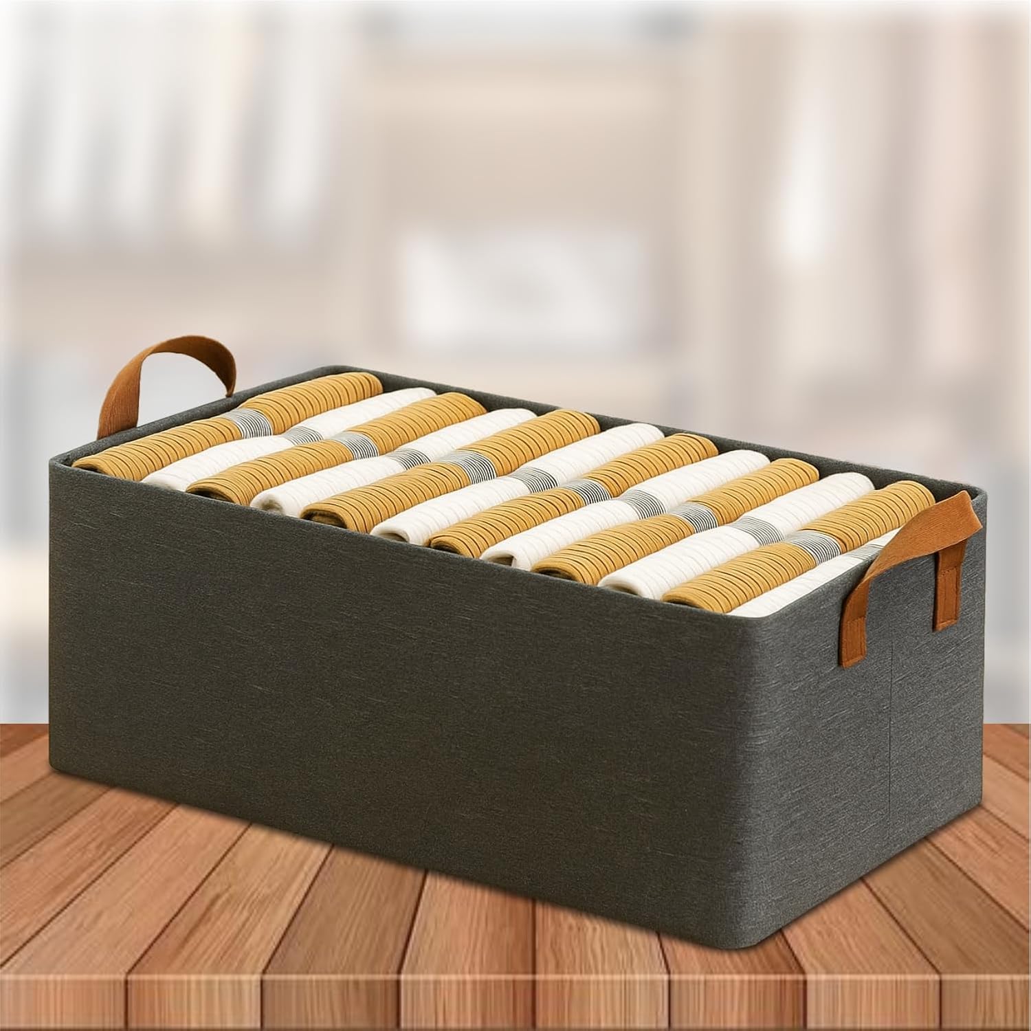 Multipurpose Foldable Storag Box for Clothes (Steel Frame, Grey)