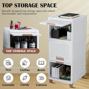 JD FRESH Plastic 4 Tier Foldable Organizer for Clothes/Modular Kitchen Storage Rack/Multipurpose Wardrobe for Cloth/Space Saving Closet for Bedroom/Stackable Cabinet/Almirah for Living Room(White)