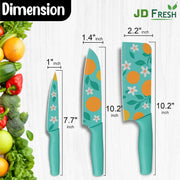 JD FRESH Premium 3 Piece Kitchen Knife Set/Stainless Steel Blades/Sharp Edge Cutting Chef Knifes for Chopping Vegetables/Fruits/Chaku/Multipurpose Knife/Kitchen Tools (Blue)