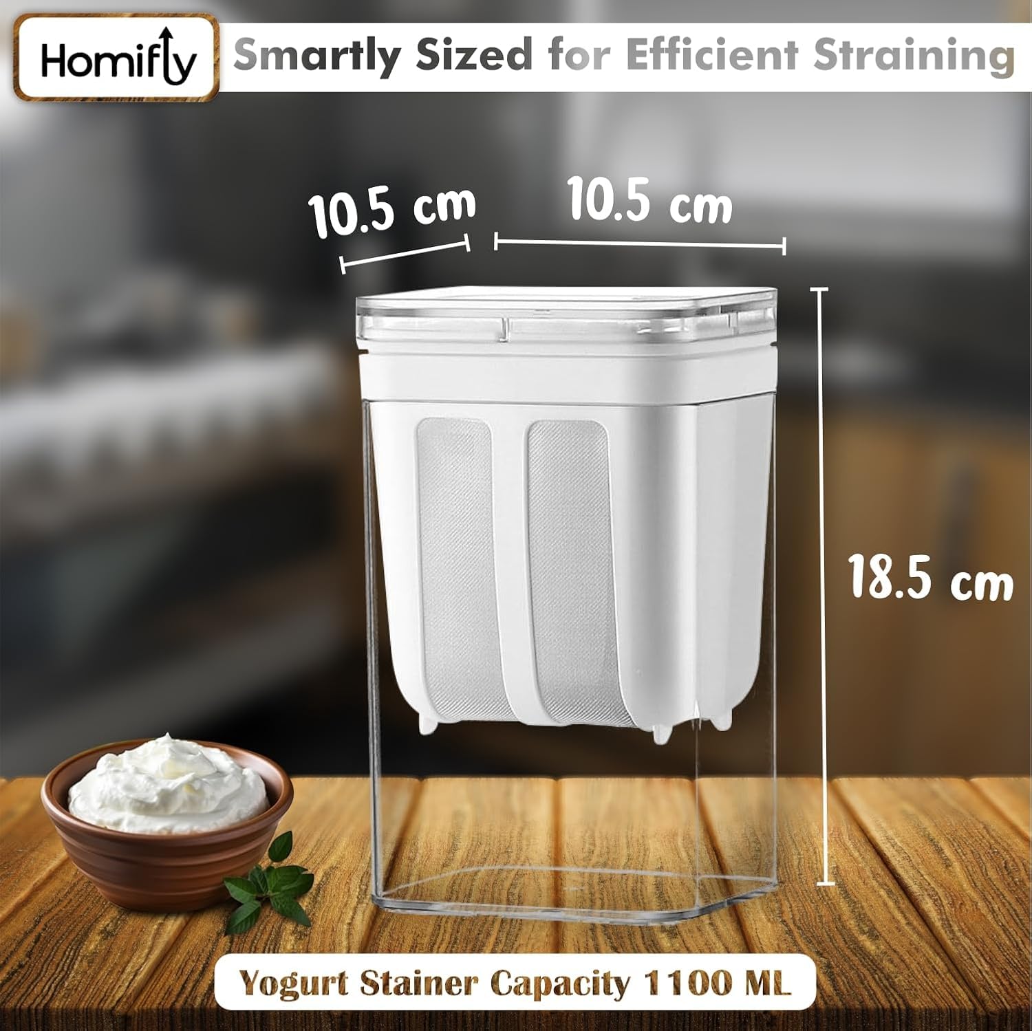 Homifly Hung Curd Maker & Greek Yogurt Strainer|BPA-Free Fine Mesh Strainer Box with Lid|Paneer & Cheese | Dahi Make
