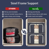 66 Liters Foldable Cloth Storage Box (Steel Frame, Blue)