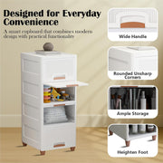 JD FRESH Plastic 4 Tier Foldable Organizer for Clothes/Modular Kitchen Storage Rack/Multipurpose Wardrobe for Cloth/Space Saving Closet for Bedroom/Stackable Cabinet/Almirah for Living Room(White)