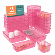 JD FRESH Polypropylene Set of 25 Drawer Organiser/Unbreakable Drawer Organizers/Dressing Table Organizer/Multi-Purpose Storage Boxes/Drawer Divider Tray for Kitchen/Bedroom/Office - (Black)