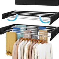 Homifly Metal Foldable Wall Mount Cloth Drying Stand with 5 Rods | Indoor | Outdoor