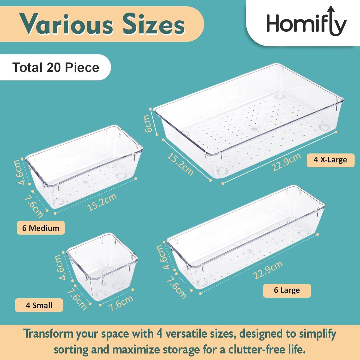 Multipurpose Drawer Organizer (Set of 20)