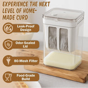 JD FRESH Hung Curd Maker & Greek Yogurt Strainer 1100ml | BPA-Free Fine Mesh Strainer Box with Lid | Whey Separator for Thick Homemade Curd, Paneer & Cheese | Dahi Make