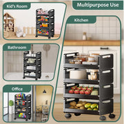 HOMIFLY Rolling Metal Utility Cart Heavy Durable Organizer Trolley for Kitchen/Bedroom/Office/Pantry (4 Tier)
