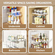 HOMIFLY 3 Tier Under Sink Organiser Clear Bathroom Cabinets Pull-Out Organization with Track for Pantry/Kitchen/Office