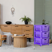 HOMIFLY 3-Tier Plastic Storage Cabinet Organizer for Home, Office, Hospital, School & Toy Organizer (PURPLE)