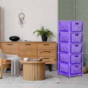 HOMIFLY 5-Tier Plastic Storage Cabinet Organizer for Home, Office, Hospital, School & Toy Organizer (PURPLE)