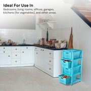 HOMIFLY 4-Tier Plastic Storage Cabinet Organizer for Home, Office, Hospital, School & Toy Organizer (BLUE)