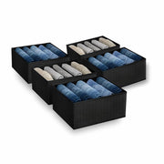 5-Slot Fabric Clothes Organizer for Wardrobe (Black)