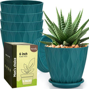 Set of 5 Plastic Flower Pots for Home & Garden (Wave)