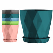 Set of 5 Plastic Flower Pots for Home & Garden (Diamond)