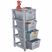 HOMIFLY 4-Tier Plastic Storage Cabinet Organizer for Home, Office, Hospital, School & Toy Organizer (GREY)
