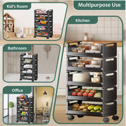 HOMIFLY Rolling Metal Utility Cart Heavy Durable Organizer Trolley for Kitchen/Bedroom/Office/Pantry (5 Tier)