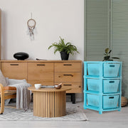 HOMIFLY 3-Tier Plastic Storage Cabinet Organizer for Home, Office, Hospital, School & Toy Organizer (BLUE)