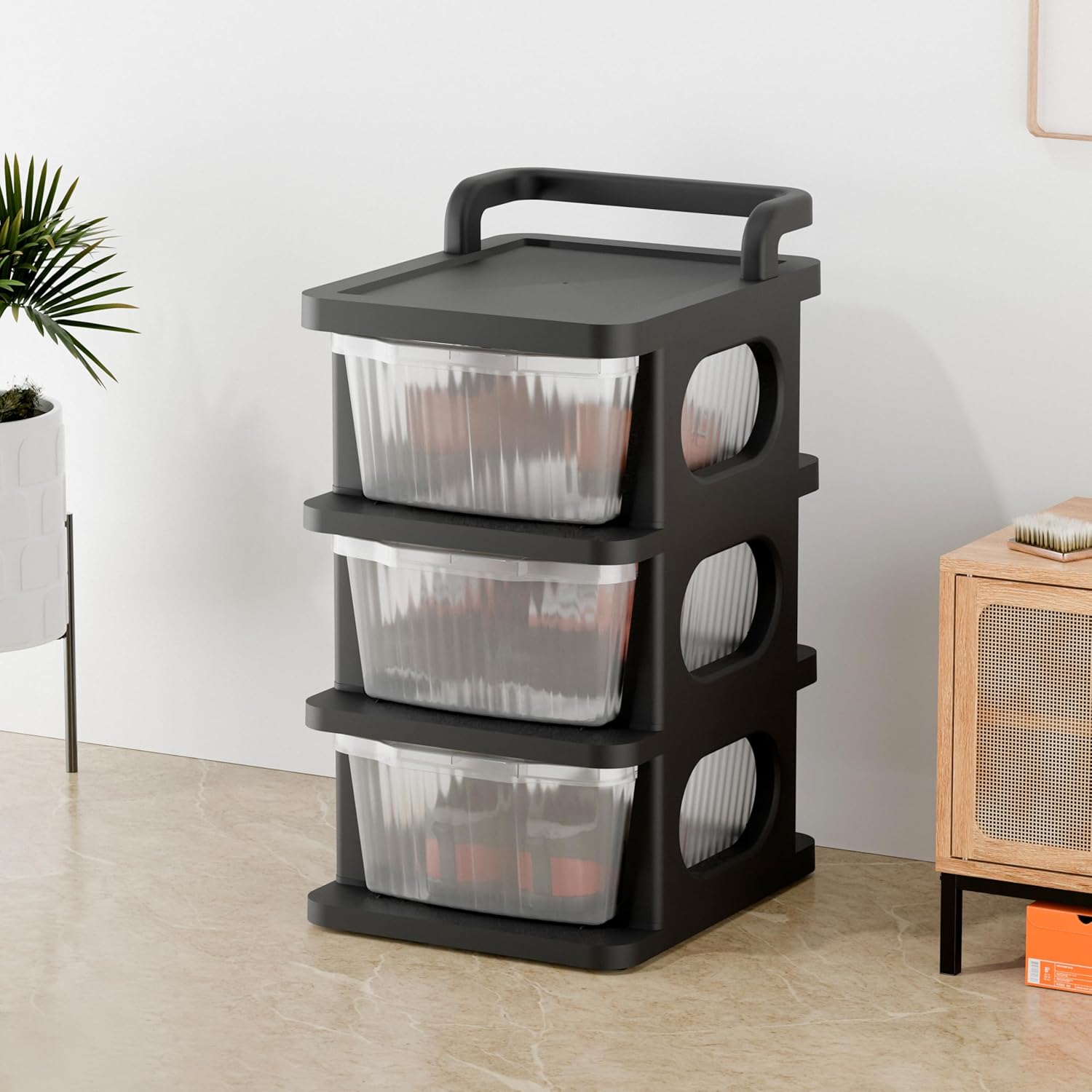Homifly Plastic Drawer Organizer with Wheels/Modular Drawer Storage for Clothes/Toys Organizer for Kids Room