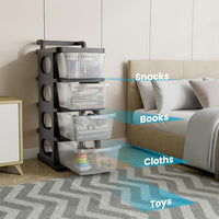 Homifly Plastic Drawer Organizer with Wheels/Modular Drawer Storage for Clothes/Toys Organizer for Kids Room