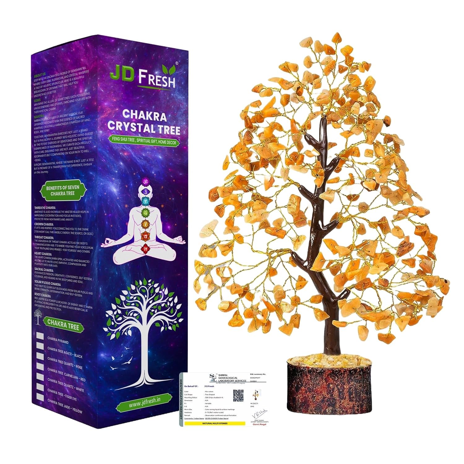 Homifly 200 Beds 7 Chakras Crystal Tree/Gemstone Feng Shui Tree for Good Luck/Positive Energy and Meditation Spiritual for Good Luck/Handmade Showpiece for Home Décor/Living Room/Office and Gifting