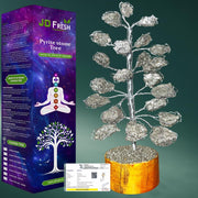 JD FRESH Certified 21 Beads Silver Pyrite Crystal Tree for Wealth/Protection/Success/Gemstone Money Tree for Positive Energy/Confidence/Luck/Handcrafted Healing Bonsai Feng Shui Home Décor Gift