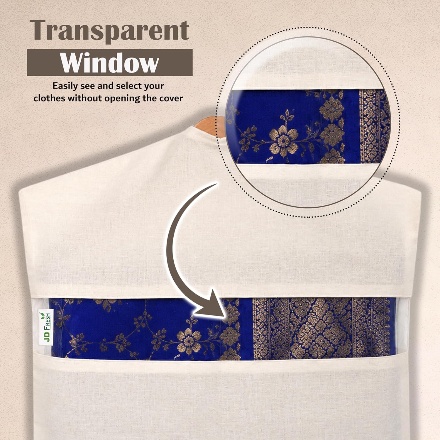 Double Pocket Hanging Saree Bag/Cotton Clothes Bags for Storage