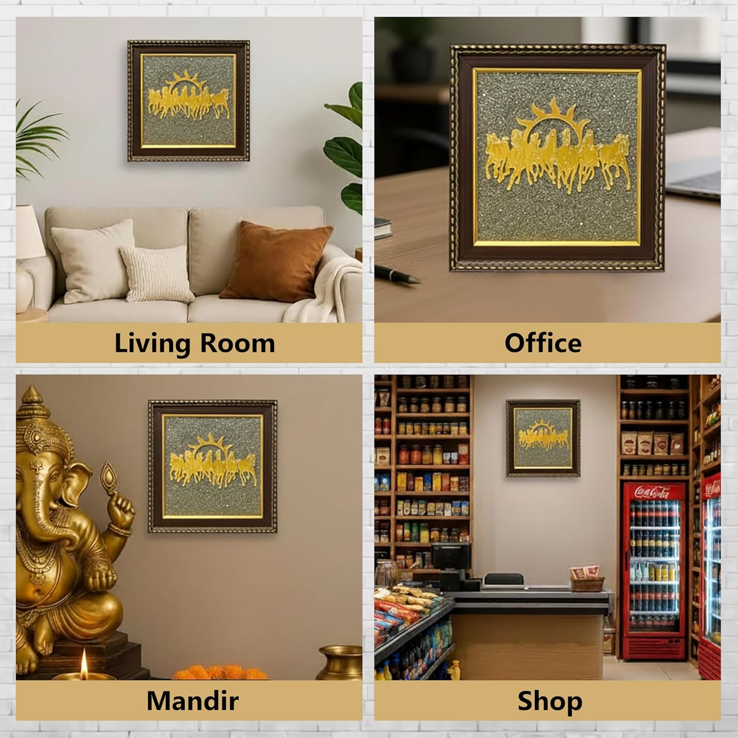 Homifly Original Certified Pyrite Stone Frame with Vaastu|Wooden Photo Frame|Vaastu Wealth Symbol for Money, Wealth, Protection