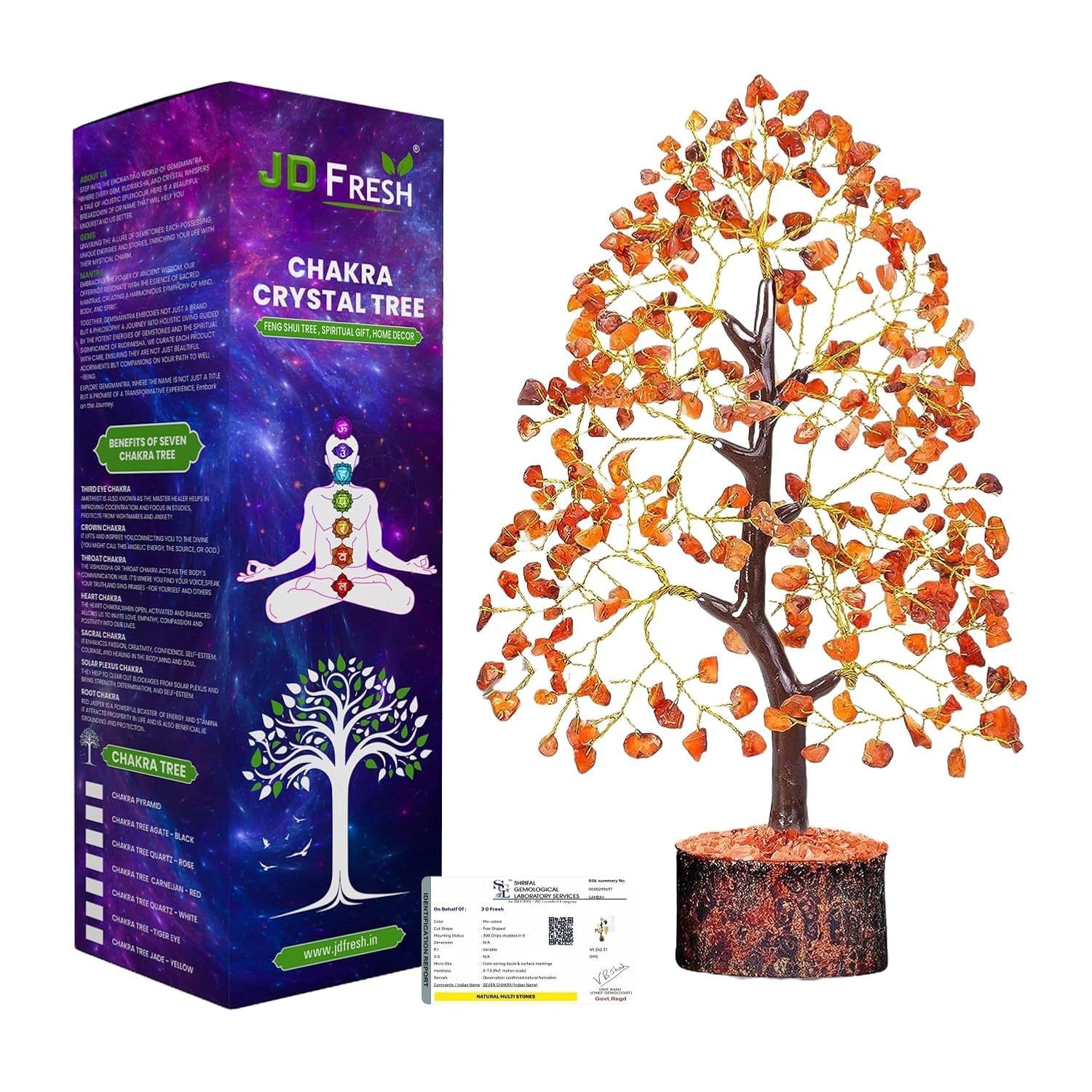 Homifly 200 Beds 7 Chakras Crystal Tree/Gemstone Feng Shui Tree for Good Luck/Positive Energy and Meditation Spiritual for Good Luck/Handmade Showpiece for Home Décor/Living Room/Office and Gifting