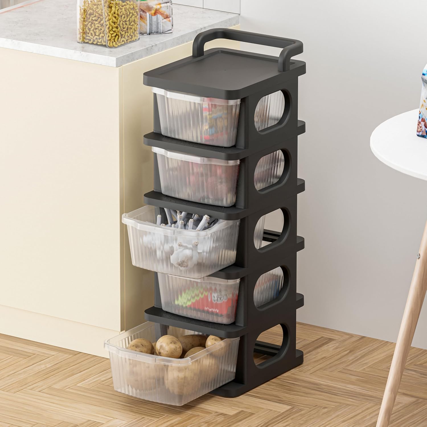 Homifly Plastic Drawer Organizer with Wheels/Modular Drawer Storage for Clothes/Toys Organizer for Kids Room