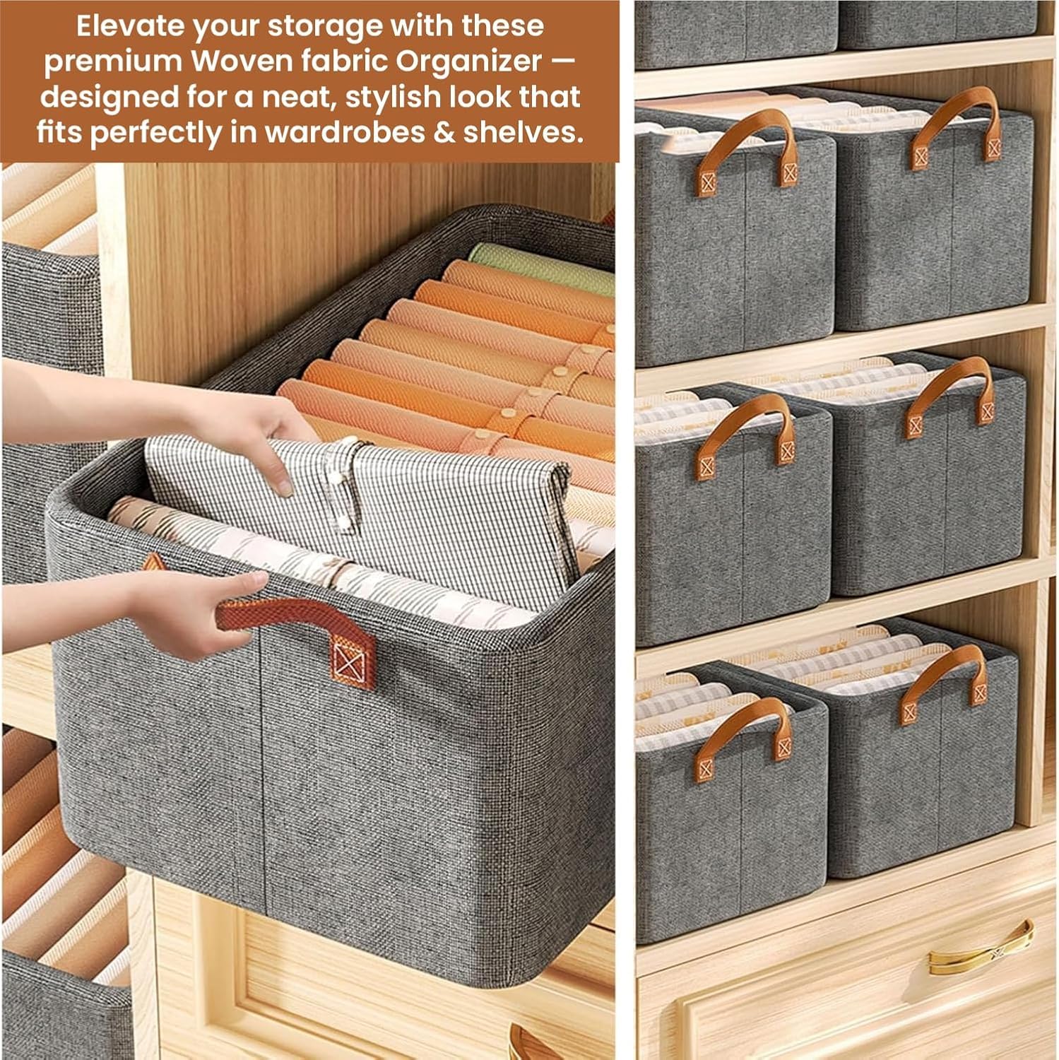 Multipurpose Foldable Storag Box for Clothes (Steel Frame, Grey)