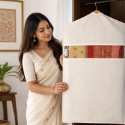 HOMIFLY Hanging Saree Bag/Cotton Clothes Bags for Storage/Hanging Cotton Saree Covers/Saree Stoarge Covers with Zip