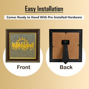 JD FRESH Original Certified Pyrite Stone Frame with Vaastu Seven Running Horses/Wooden Photo Frame/Wall Hanging Photo Frame/Vaastu Wealth Symbol for Money, Wealth, Protection & Chakra Healing