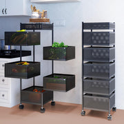 JD FRESH 4-Tier Metal Rotating Kitchen Trolley with 360-Degree Rotating Wheels/Spice Rack/Vegetable & Fruit Storage/Organizer Holder/Onion-Potato Storage Basket for Kitchen/Vegetable Storage Stand