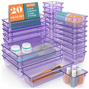 JD FRESH Polypropylene Set of 25 Drawer Organiser/Unbreakable Drawer Organizers/Dressing Table Organizer/Multi-Purpose Storage Boxes/Drawer Divider Tray for Kitchen/Bedroom/Office - (Purple)