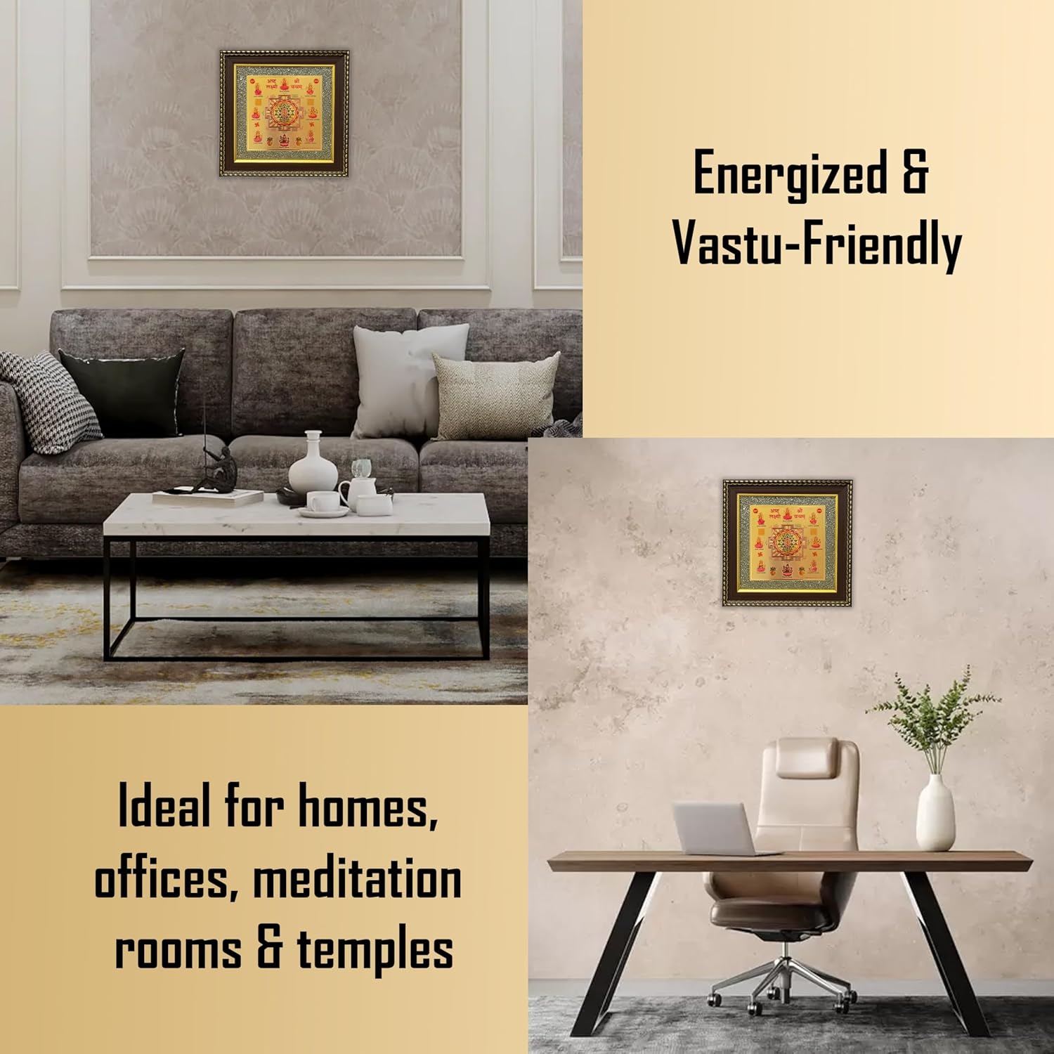 Original Certified Pyrite Stone Frame with Ashta Lakshmi Yantra Frame