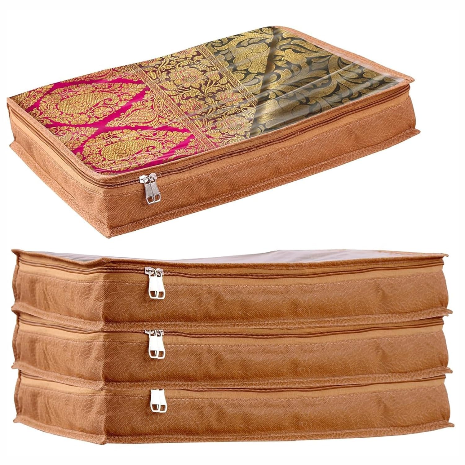 Homifly Non Woven Saree Covers For Storage|Saree Bags with Zip|Multi Purpose Lehenga Storage Bag (16.5x13x3 Inch)