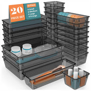 JD FRESH Polypropylene Set of 25 Drawer Organiser/Unbreakable Drawer Organizers/Dressing Table Organizer/Multi-Purpose Storage Boxes/Drawer Divider Tray for Kitchen/Bedroom/Office - (Black)