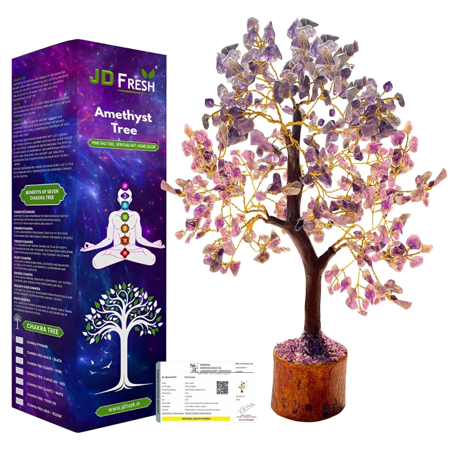 Homifly 200 Beds 7 Chakras Crystal Tree/Gemstone Feng Shui Tree for Good Luck/Positive Energy and Meditation Spiritual for Good Luck/Handmade Showpiece for Home Décor/Living Room/Office and Gifting