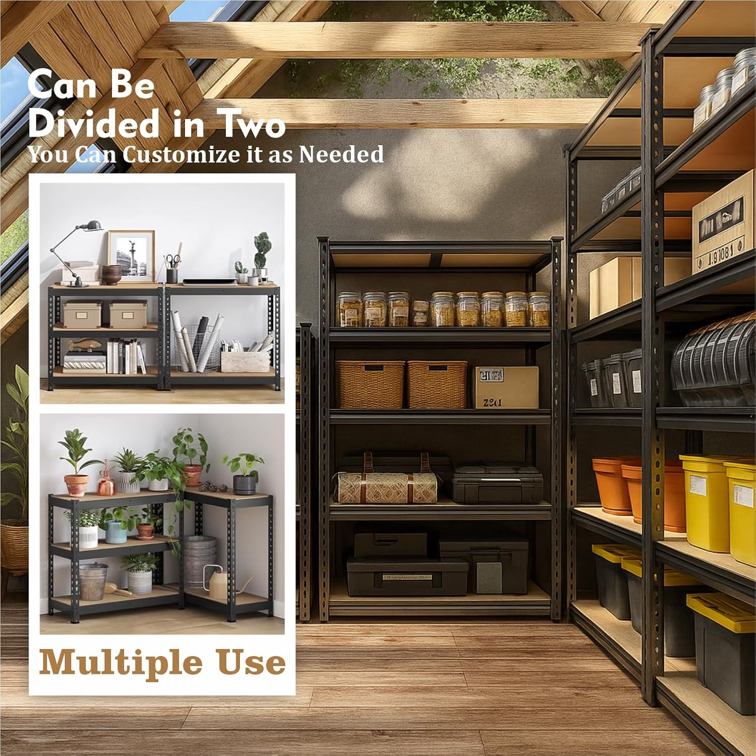 HOMIFLY Extra Large Metal Shelf Rack|Adjustable Boltless Shelving Unit|Heavy Duty Display Rack Organizer for Garage|Tool-Free Assembly and Rust-Resistant