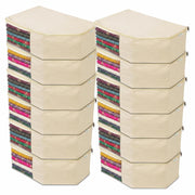 JD FRESH 4 Pack Canvas Cotton Blouse Organizer for Wardrobe/Transparent Blouse Covers for Storage/Dust Proof Blouse Storage Bags with Zipper/Saree & Blouse Cover for Women (38x25x17 cm/Off White)