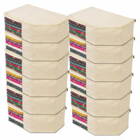Homifly Canvas Cotton Blouse Organizer for Wardrobe|Dust Proof Blouse Storage Bags with Zipper (38x25x17 cm-Off White)