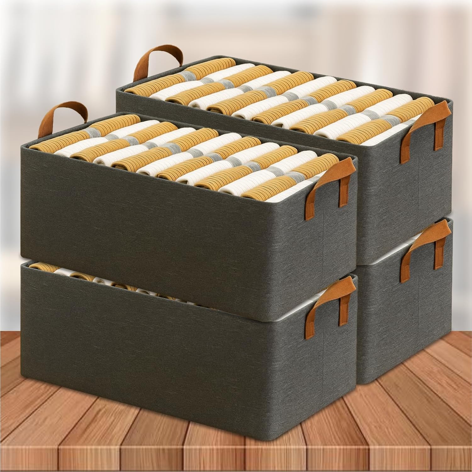 Multipurpose Foldable Storag Box for Clothes (Steel Frame, Grey)