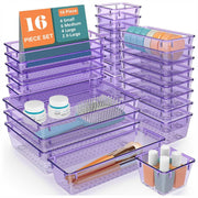 JD FRESH Polypropylene Set of 25 Drawer Organiser/Unbreakable Drawer Organizers/Dressing Table Organizer/Multi-Purpose Storage Boxes/Drawer Divider Tray for Kitchen/Bedroom/Office - (Purple)