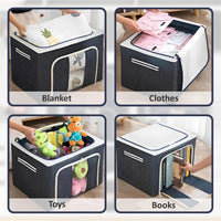 66 Liters Foldable Cloth Storage Box (Steel Frame, Blue)