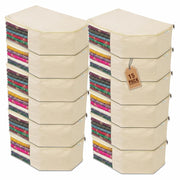 JD FRESH 4 Pack Canvas Cotton Blouse Organizer for Wardrobe/Transparent Blouse Covers for Storage/Dust Proof Blouse Storage Bags with Zipper/Saree & Blouse Cover for Women (38x25x17 cm/Off White)