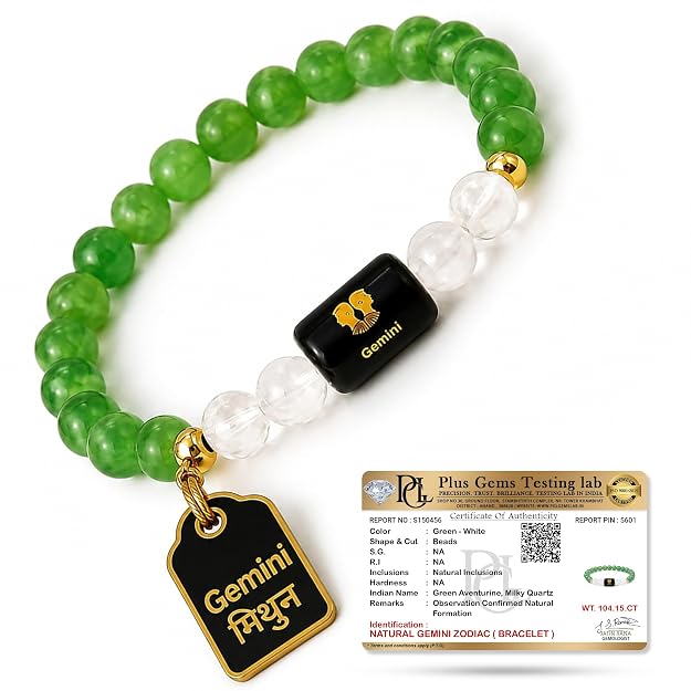Gemini (मिथुन) - Zodiac Crystal Bracelet for Women & Men