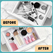 JD FRESH Polypropylene Set of 20 Drawer Organiser/Unbreakable Drawer Organizers/Dressing Table Organizer/Multi-Purpose Storage Boxes/Drawer Divider Tray for Kitchen/Bedroom/Office - (Transparent)