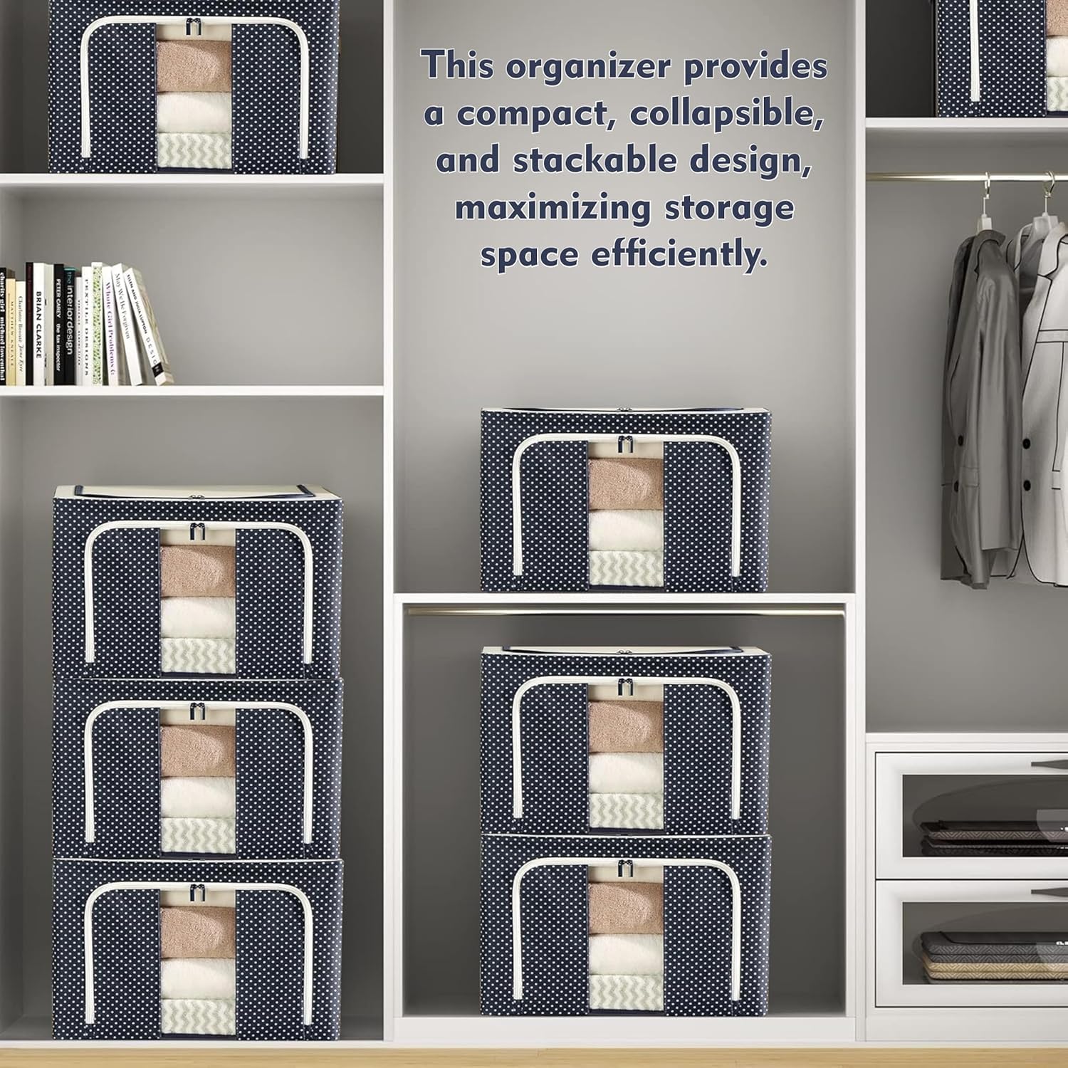 66 Liters Foldable Cloth Storage Box (Steel Frame, Blue)