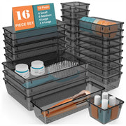 JD FRESH Polypropylene Set of 25 Drawer Organiser/Unbreakable Drawer Organizers/Dressing Table Organizer/Multi-Purpose Storage Boxes/Drawer Divider Tray for Kitchen/Bedroom/Office - (Black)
